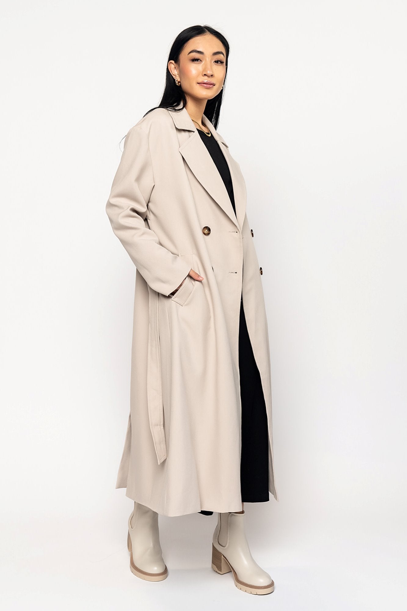 Enzo Trench Coat in Cream Holley Girl