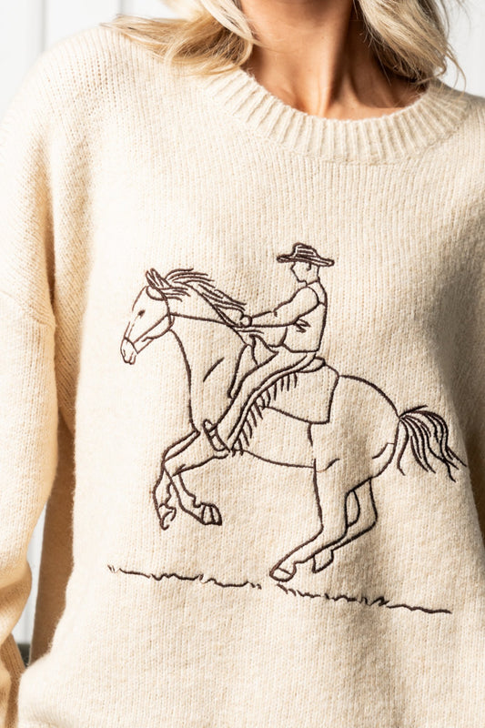 Back in the Saddle Sweater in Butter Clothing Holley Girl
