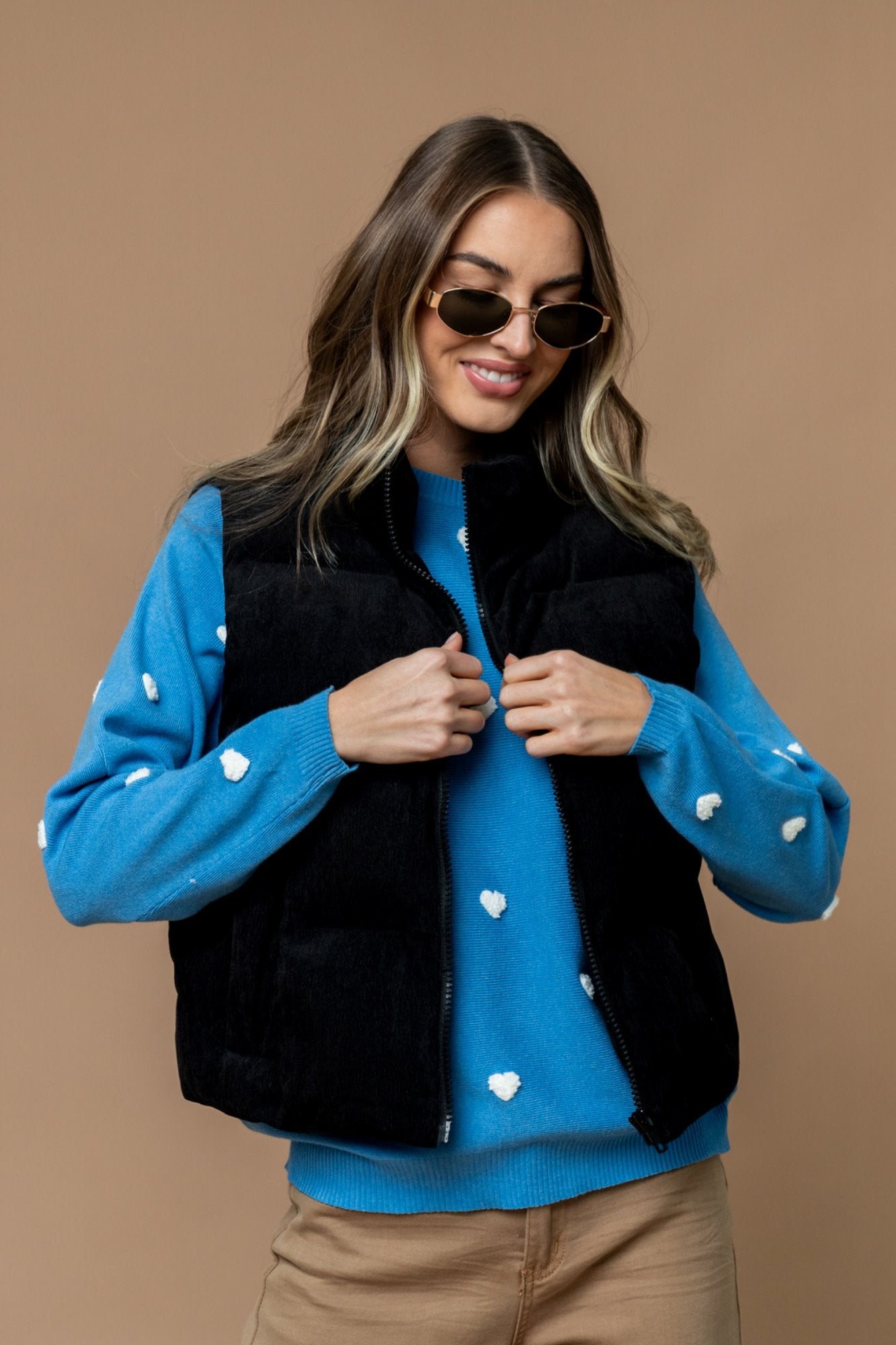 Boone Puffer Vest in Black Clothing Holley Girl