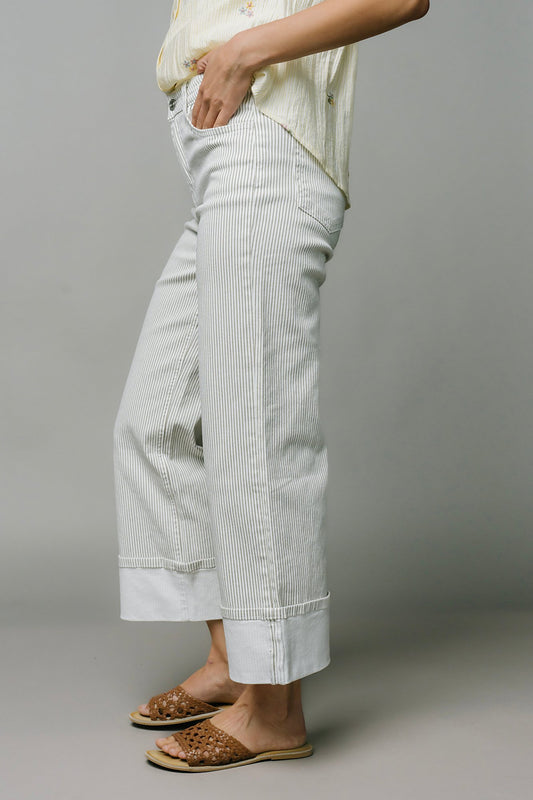 Ellis Pinstripe Wide Leg Jeans Clothing Holley Girl