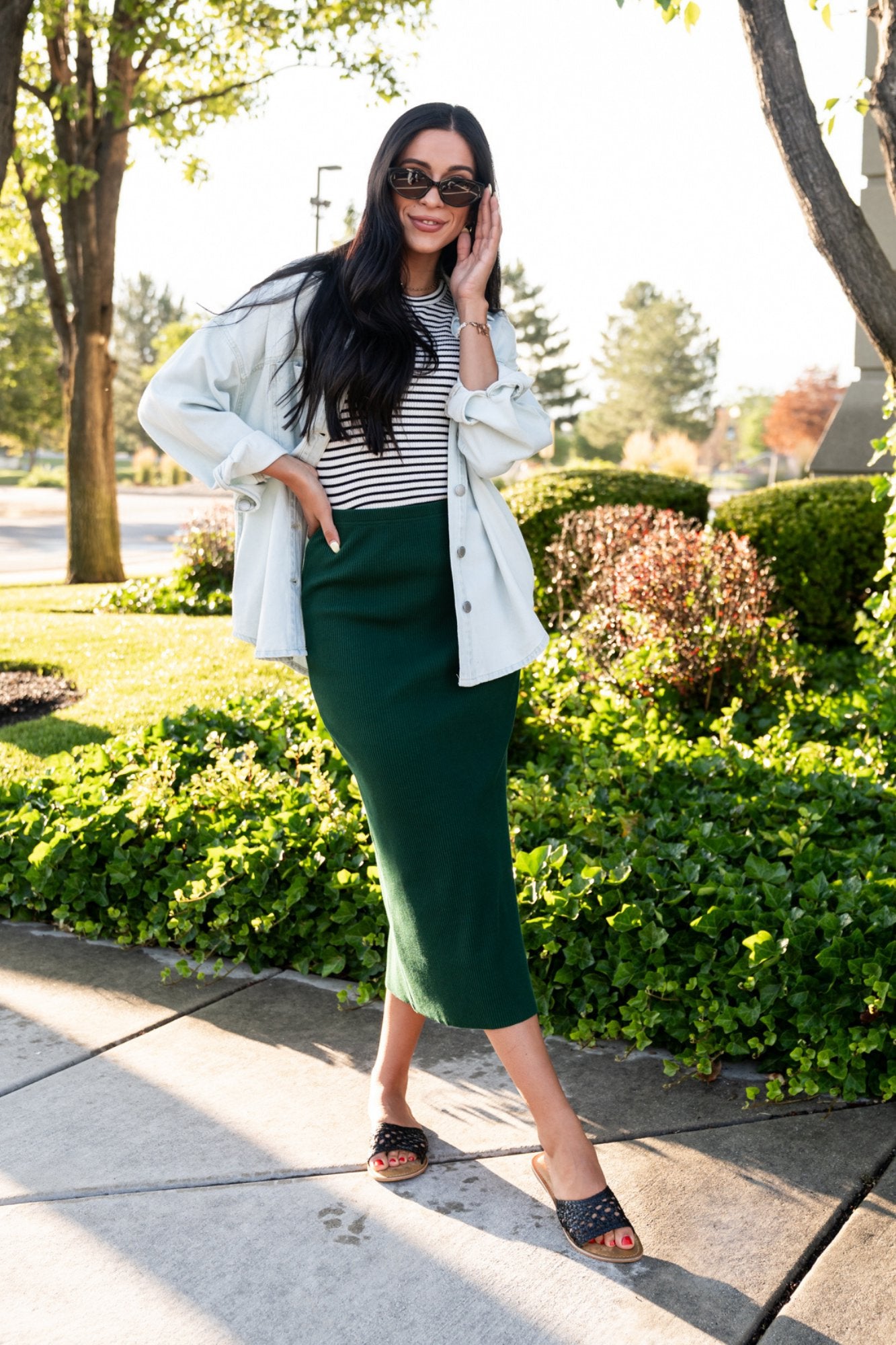 Davis Skirt in Emerald Clothing Holley Girl