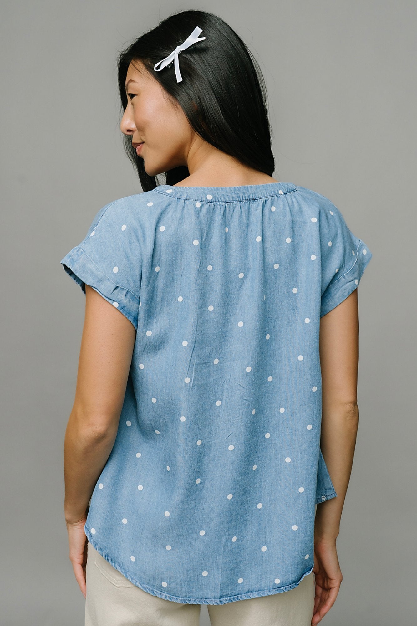Chambray Chic Blouse Clothing Holley Girl