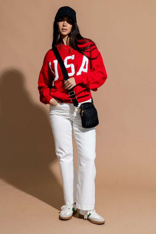 Liberty Crewneck in Red Clothing Holley Girl