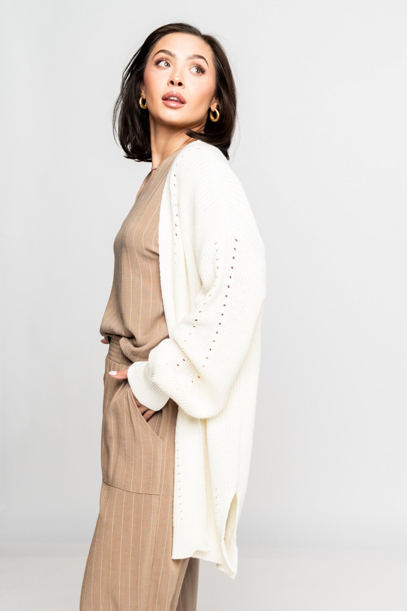 Marley Cardigan in Ivory Holley Girl