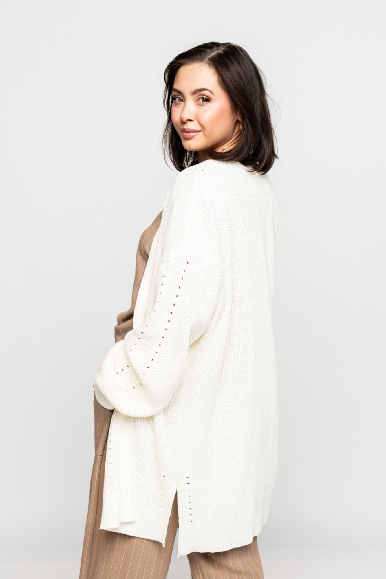 Marley Cardigan in Ivory Holley Girl