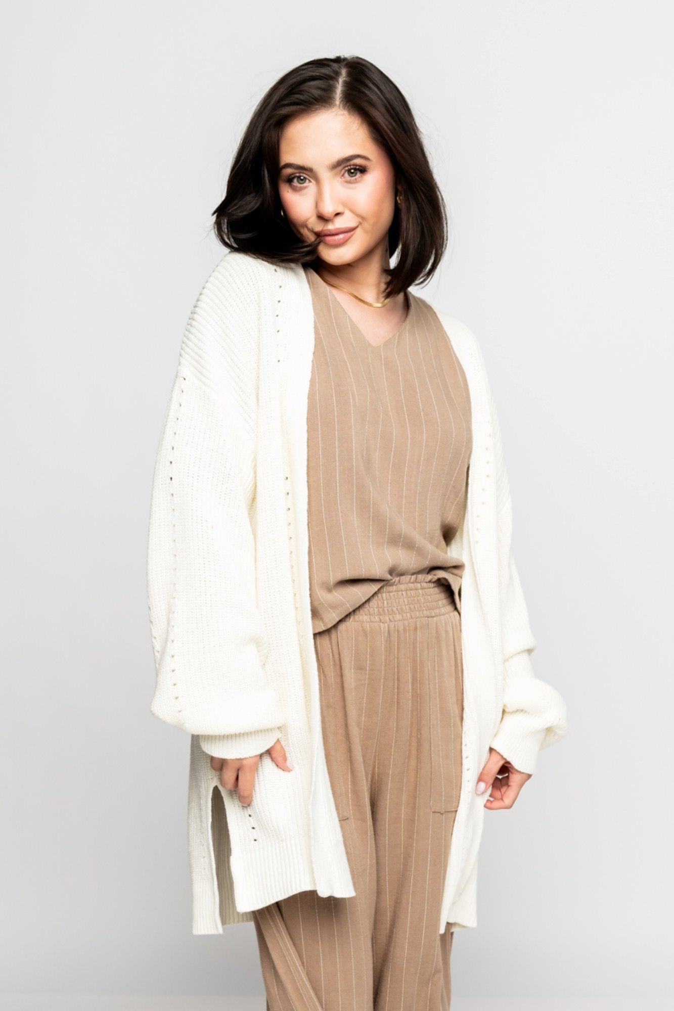 Marley Cardigan in Ivory Holley Girl