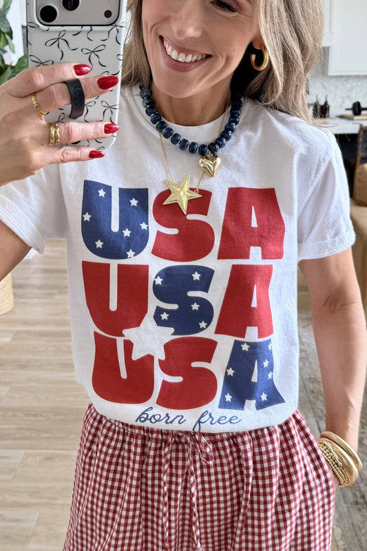 USA Born Free Graphic Tee T-Shirt Holley Girl