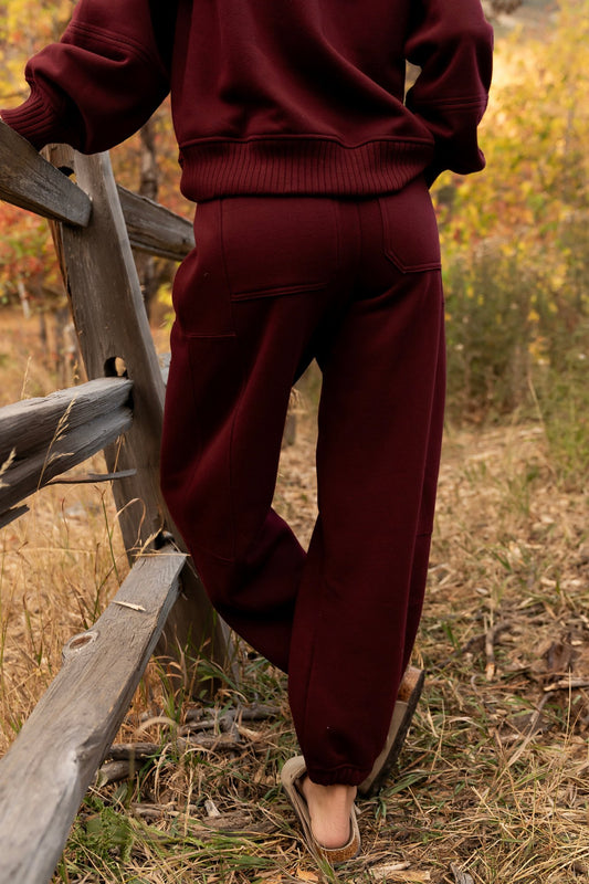 Sunday Joggers in Wine Clothing Holley Girl