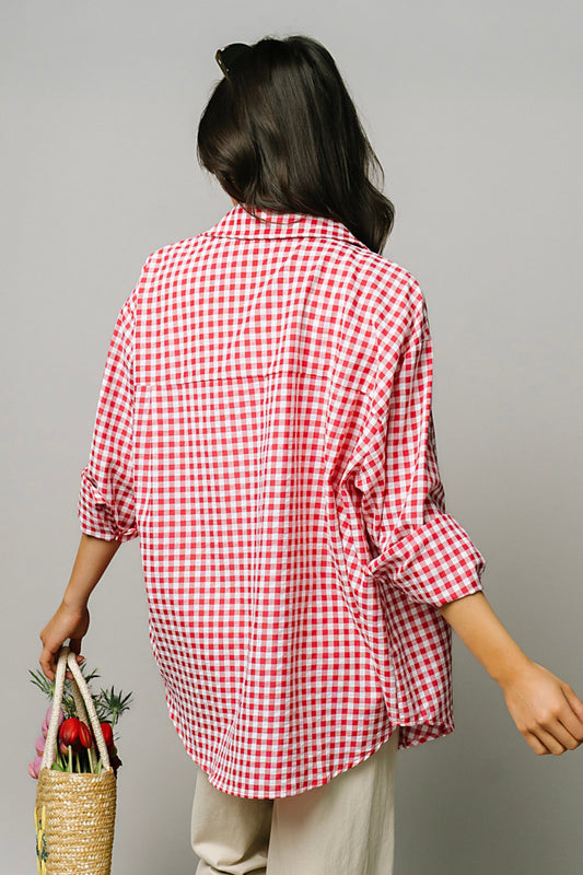 Pomodoro Button Up in Ruby Clothing Holley Girl
