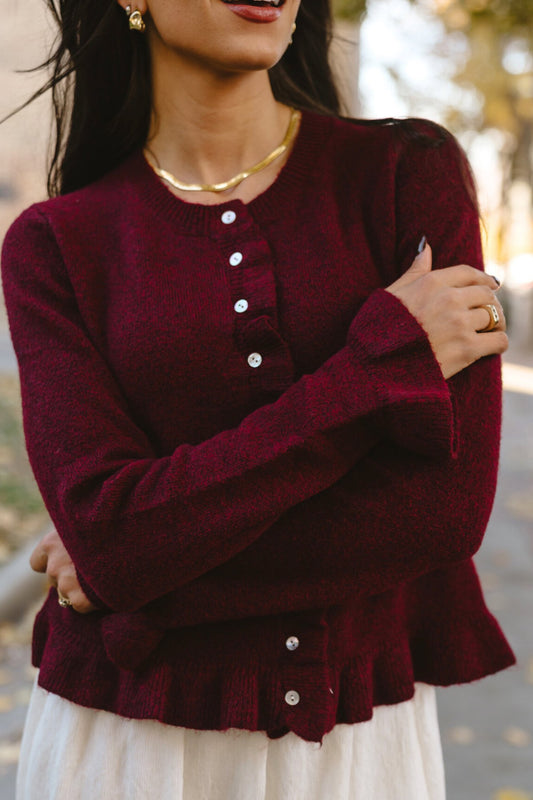 Hearth Cardigan in Burgundy Clothing Holley Girl