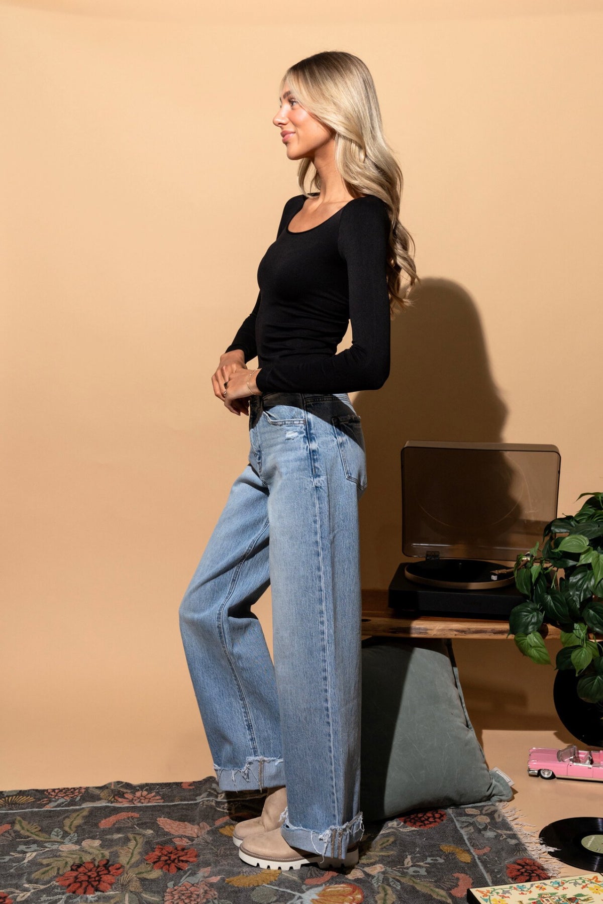 Layering Top Long Sleeve in Black Clothing Holley Girl