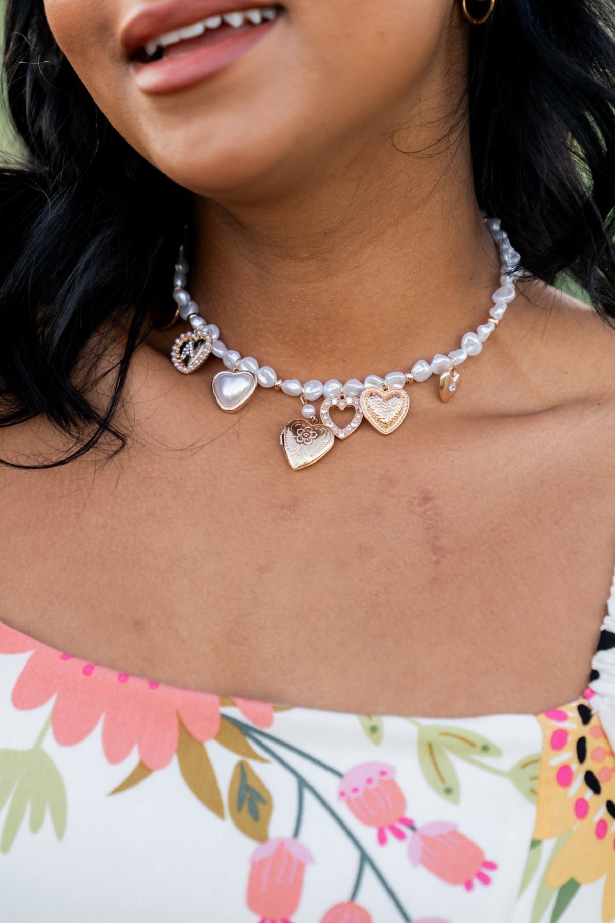 Pretty Little Pearl Charm Necklace Clothing Holley Girl