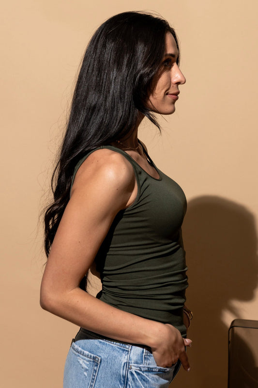 Layering Tank in Olive Clothing Holley Girl