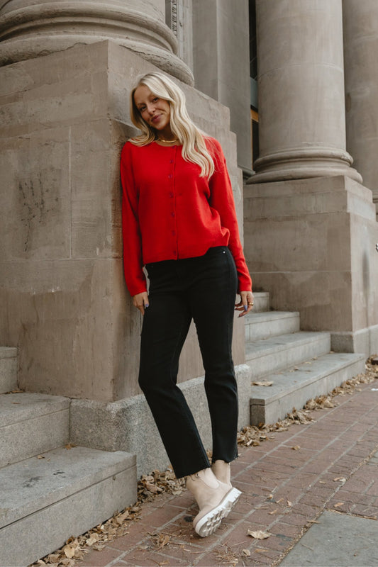 Fireside Cardigan in Cherry Clothing Holley Girl
