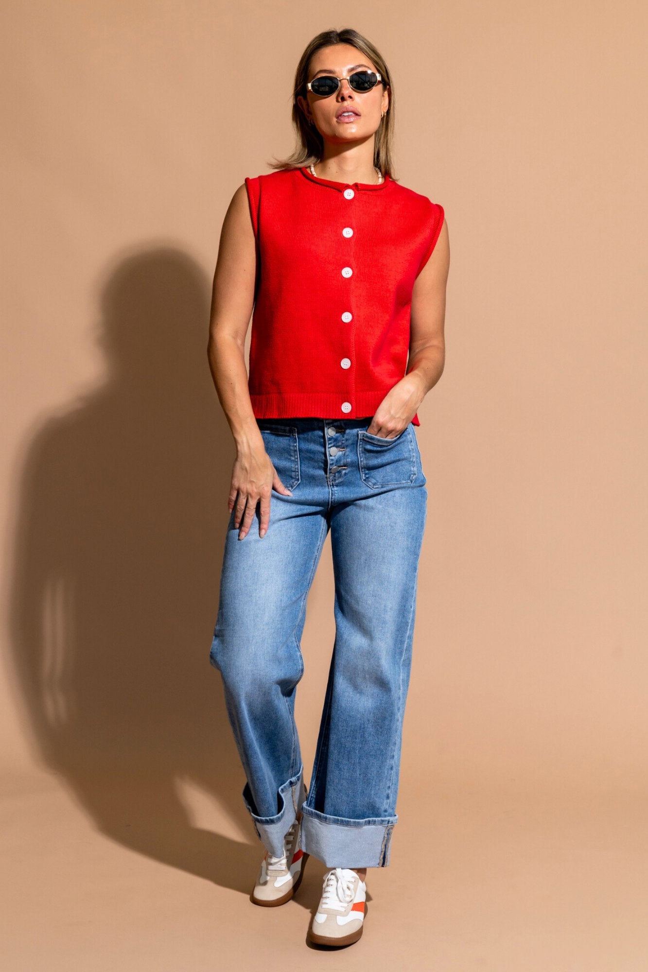 Roman Vest in Cherry Clothing Holley Girl