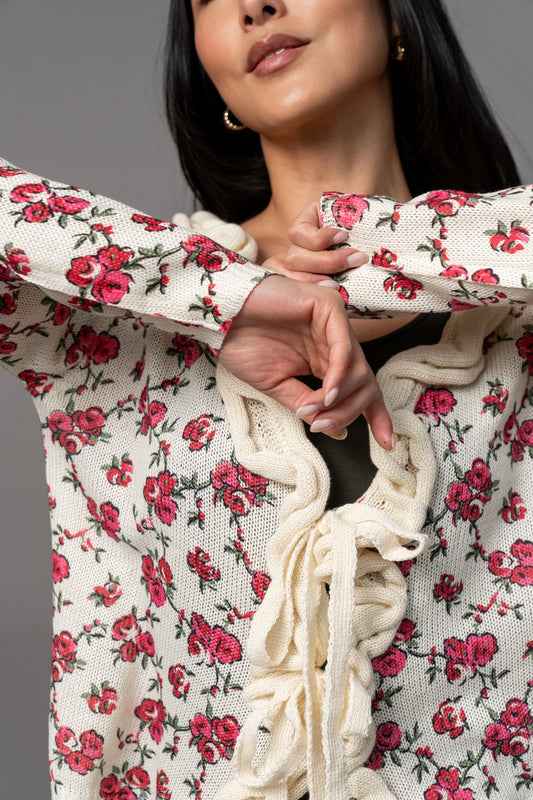 Rosette Ruffle Cardigan Clothing Holley Girl