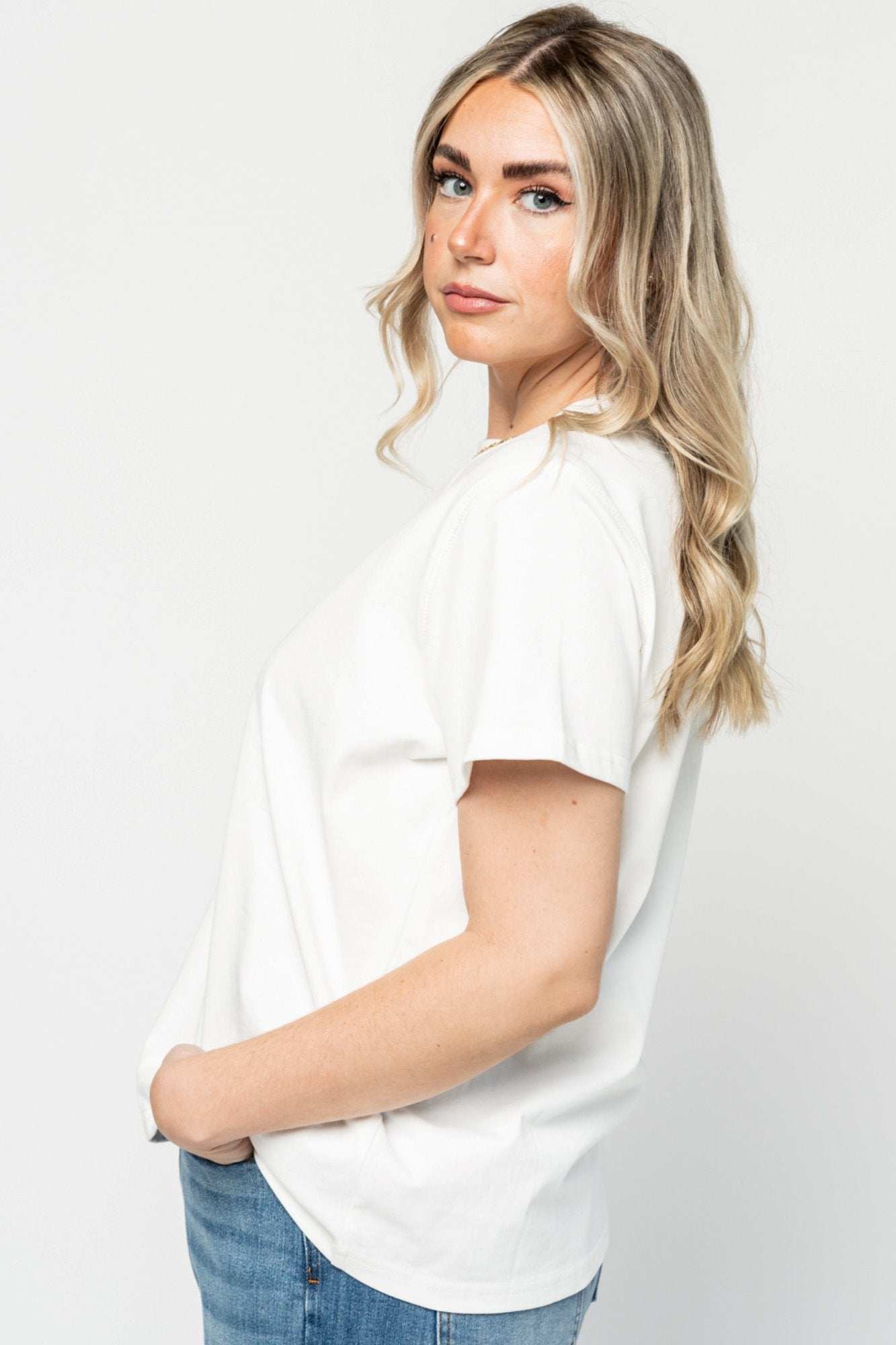 Maddy Tee in White (Small-XL) Holley Girl