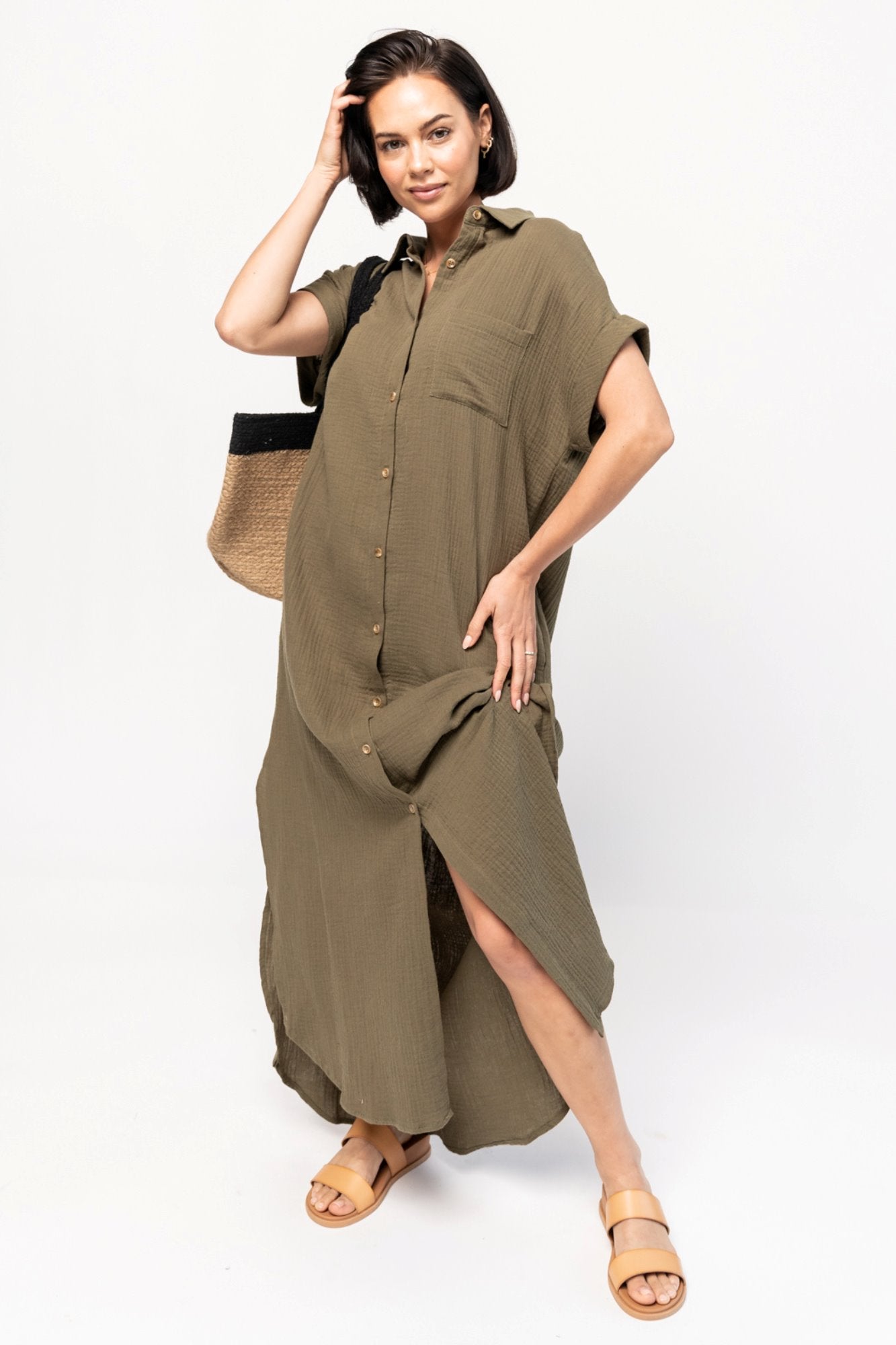 Simone Dress in Olive Holley Girl