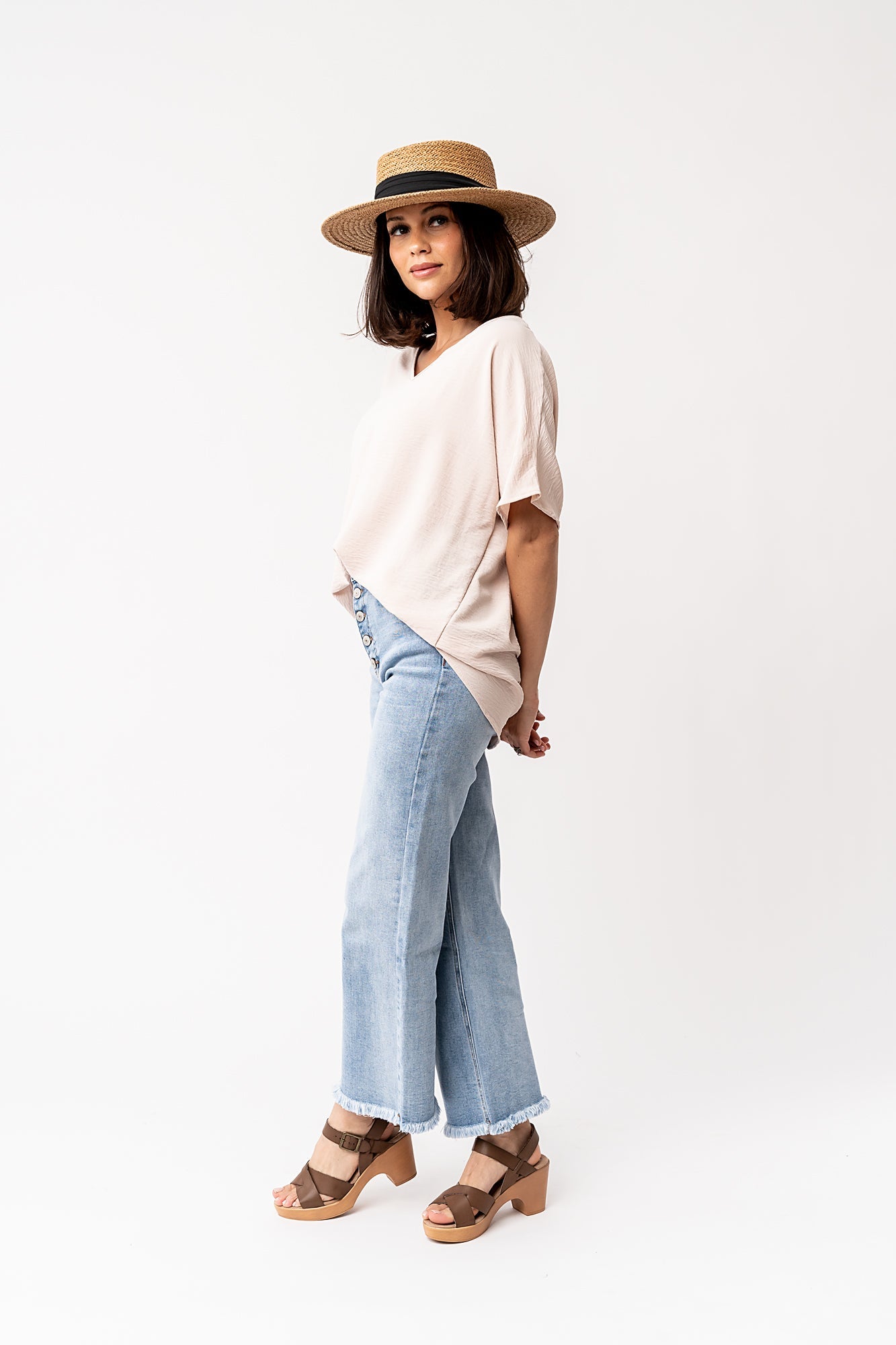 Haven Blouse in Oatmeal Clothing Holley Girl