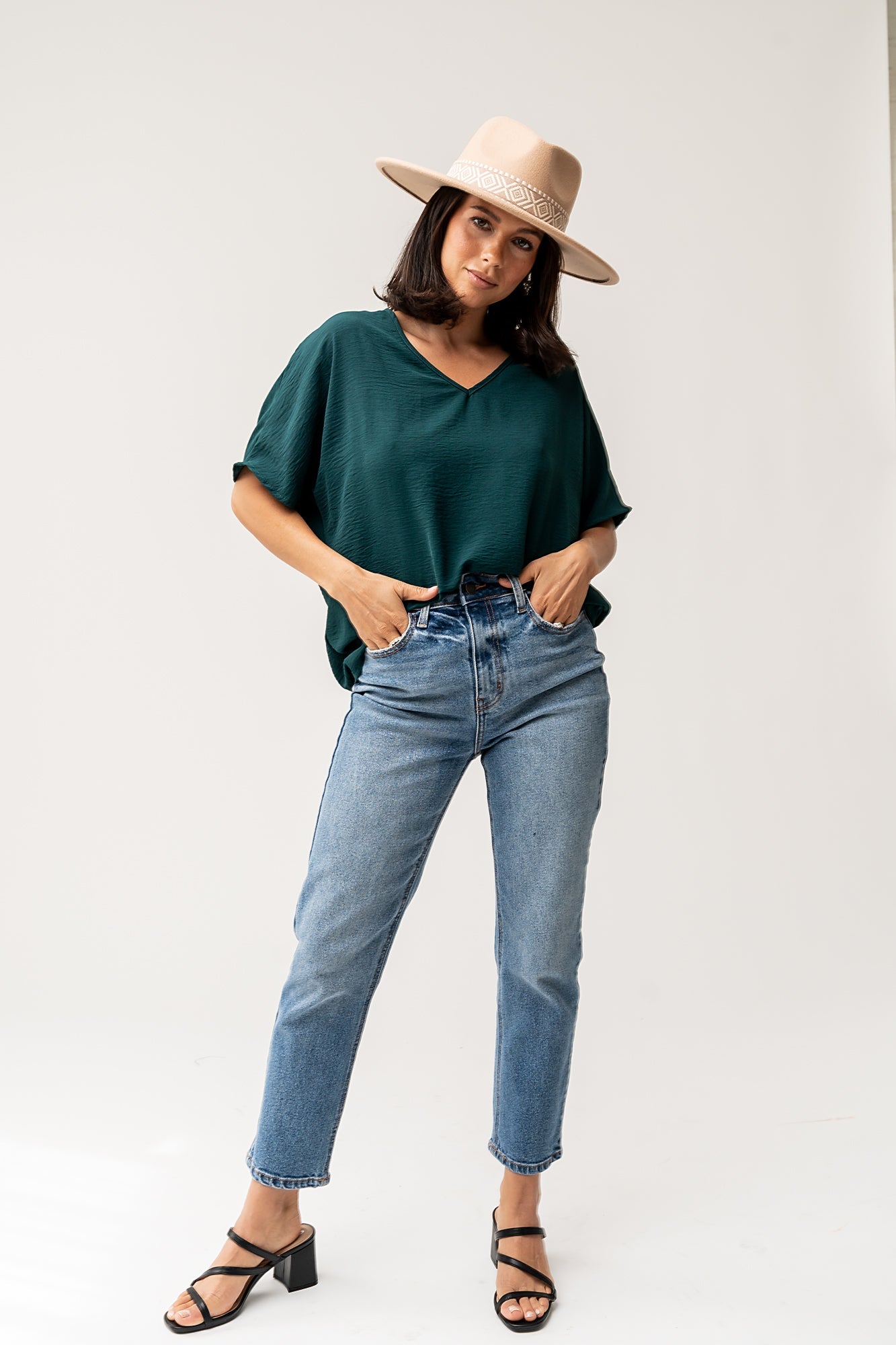 Haven Blouse in Emerald Clothing Holley Girl