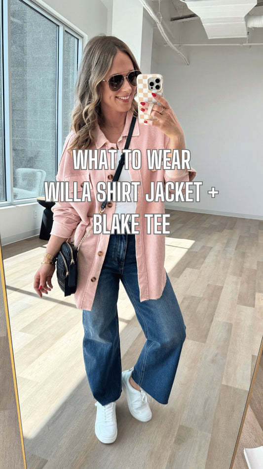 What to Wear - Willa Shirt Jacket + Blake Tee