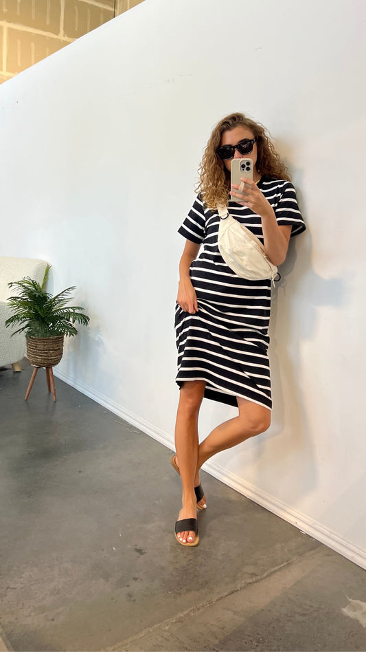 How to Style a Black and White Striped Dress