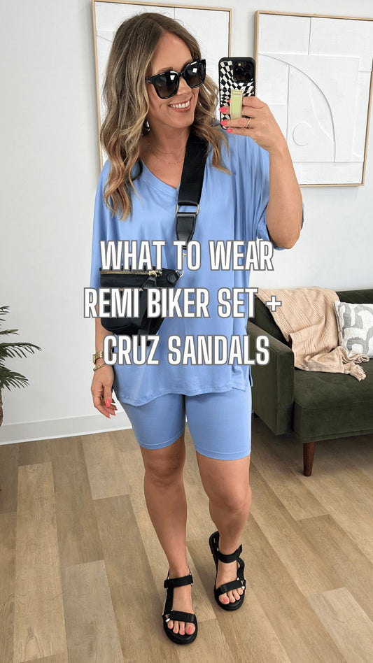 What to Wear - Remi Biker Set + Cruz Sandals