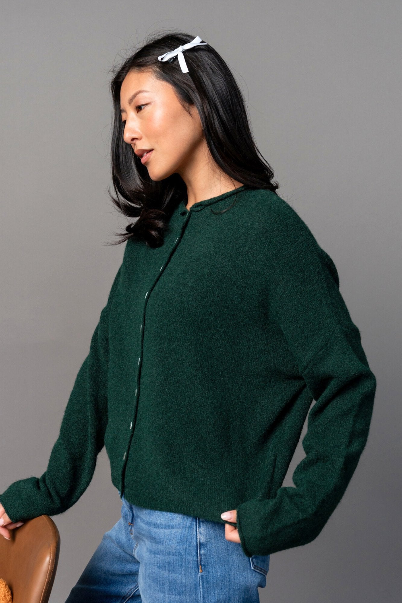 Evanston Cardigan in Pine Clothing Holley Girl 