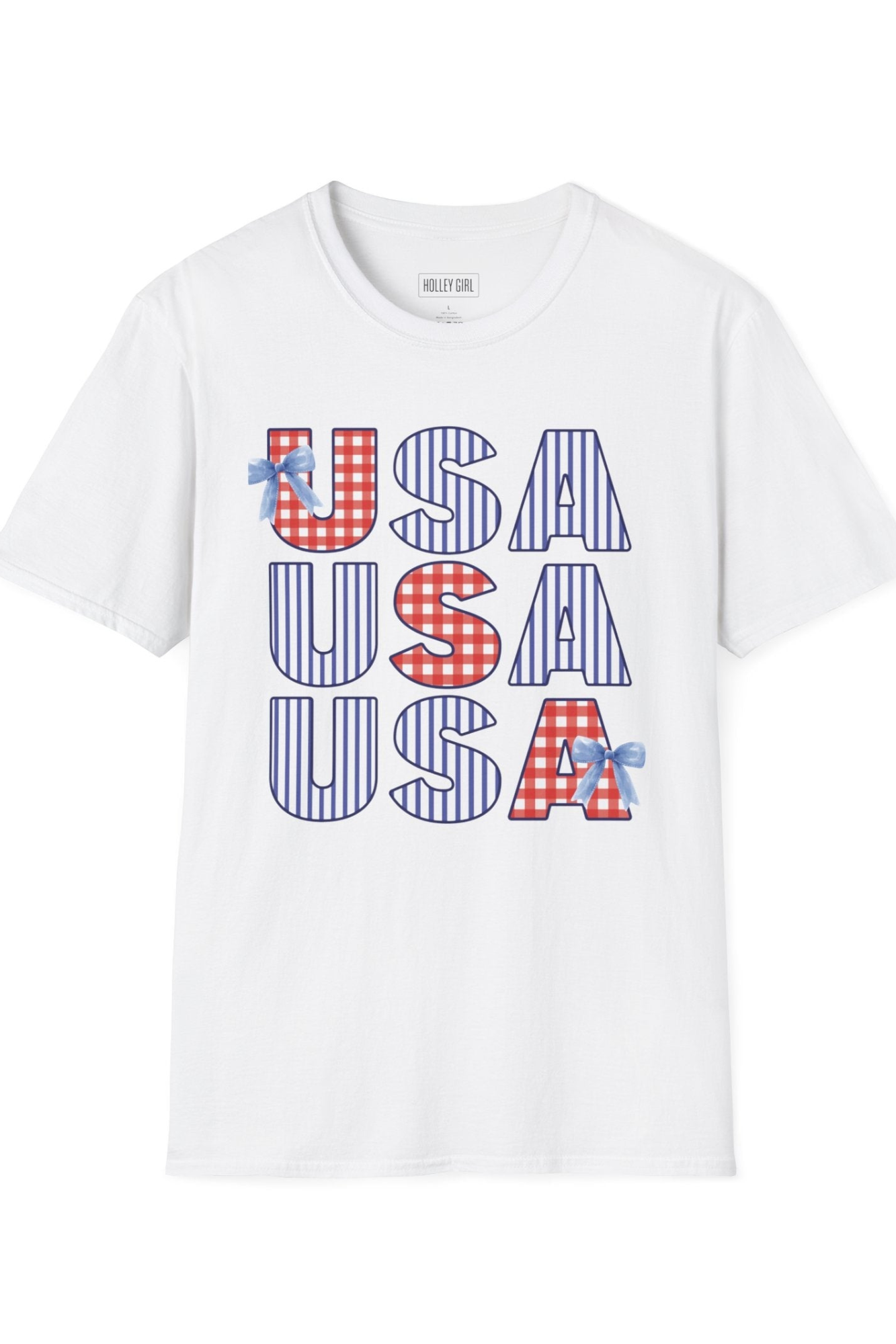 USA Gingham and Stripes Graphic Tee