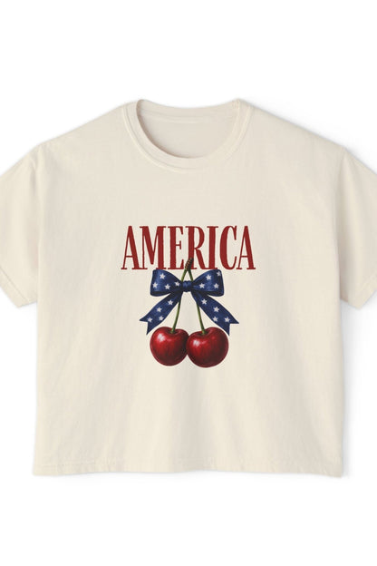 American Cherry Boxy Graphic Tee T-Shirt Printify 