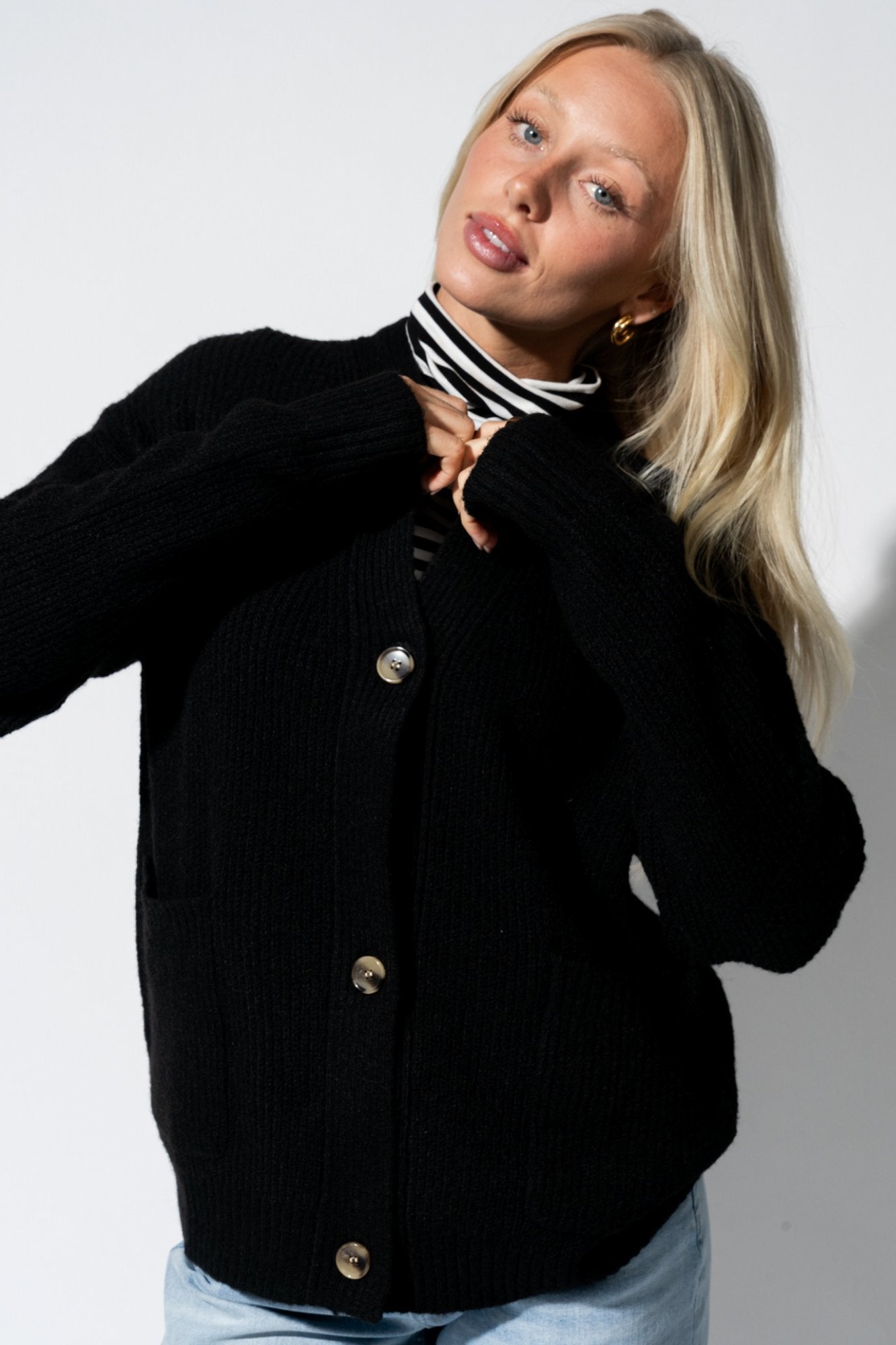 Alpine Comfort Cardigan in Black Clothing Holley Girl 