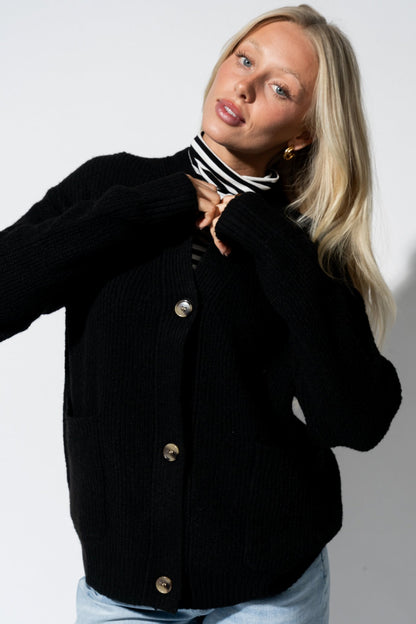 Alpine Comfort Cardigan in Black Clothing Holley Girl 