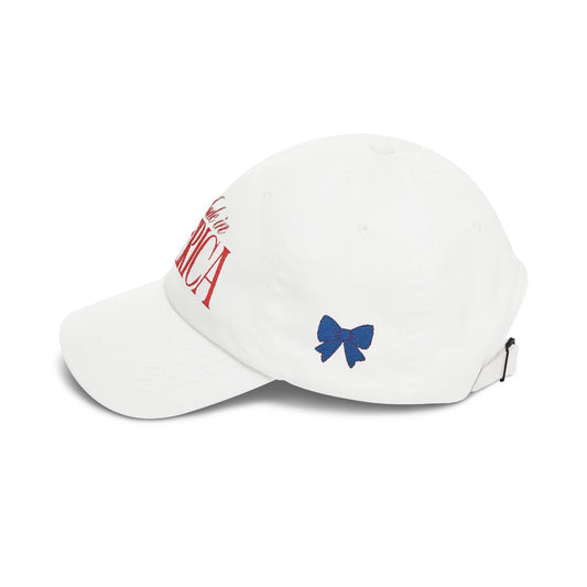 Made in America Dad Cap — Patriotic White Baseball Hat Hats Printify 