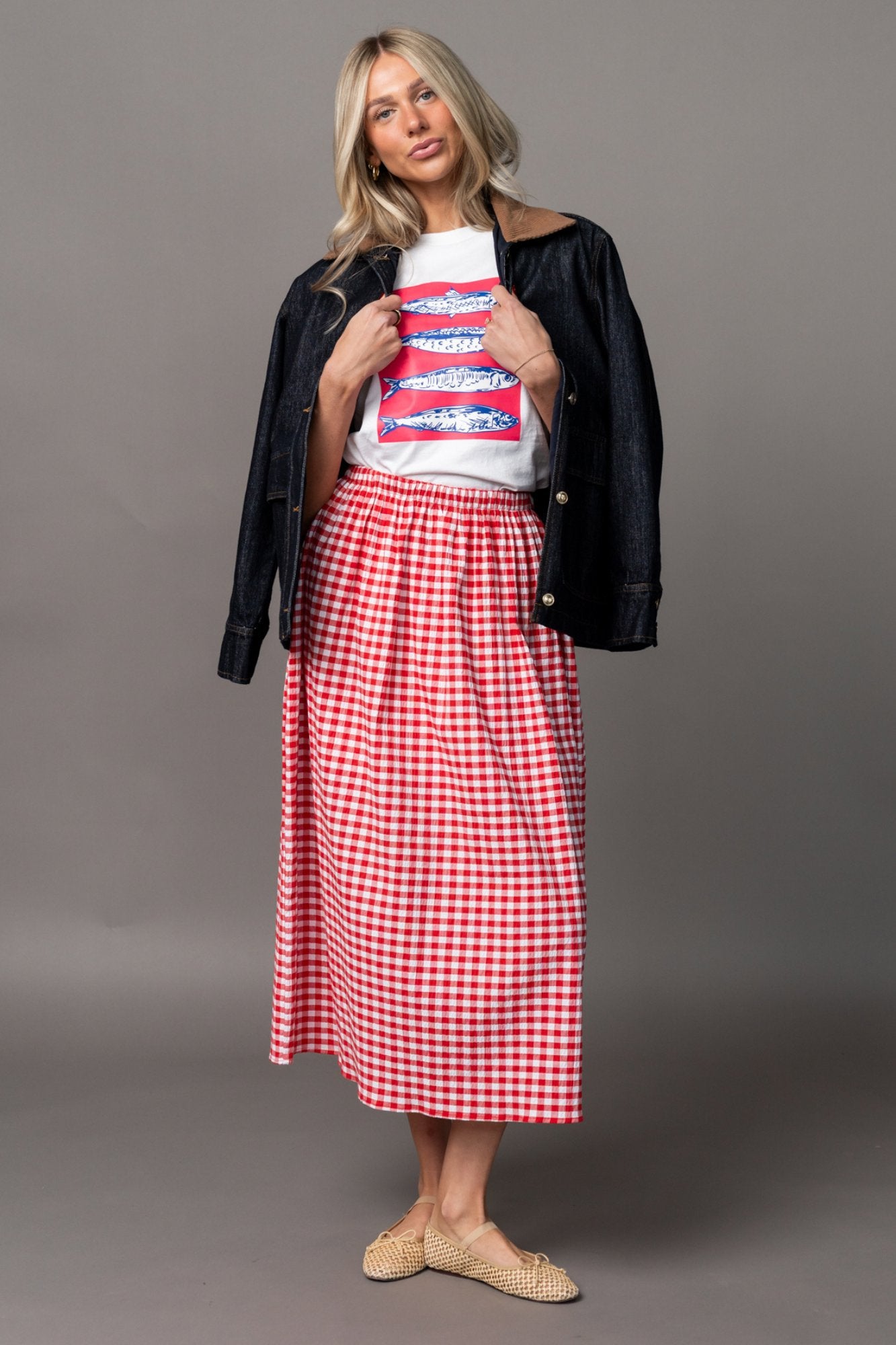 On Repeat Gingham Skirt Clothing Holley Girl 