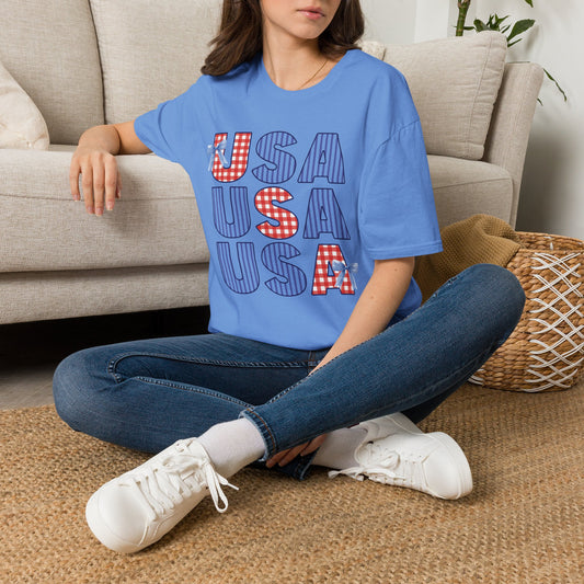 USA Gingham and Stripes Tee