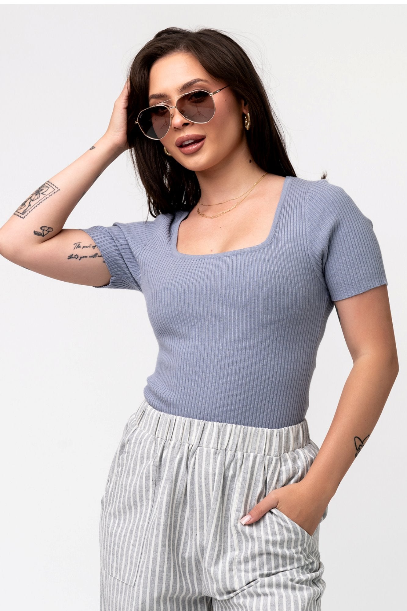 Rae Top in Dusty Blue Holley Girl 