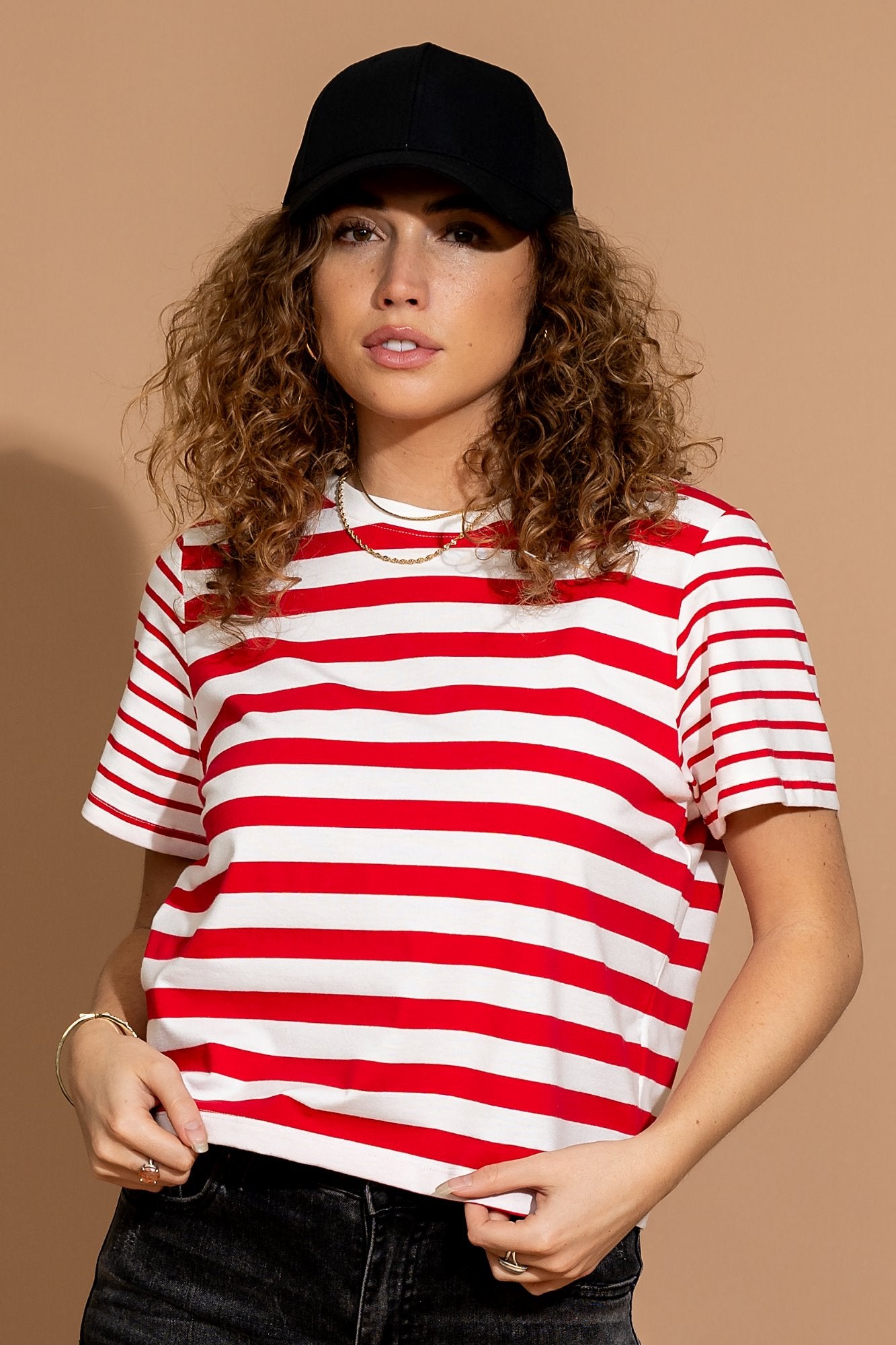 Cherry Stripe Tee Clothing Holley Girl 