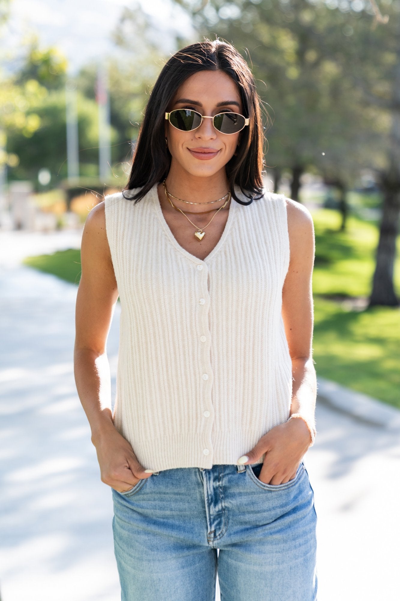 Remington Vest in Cream Clothing Holley Girl 