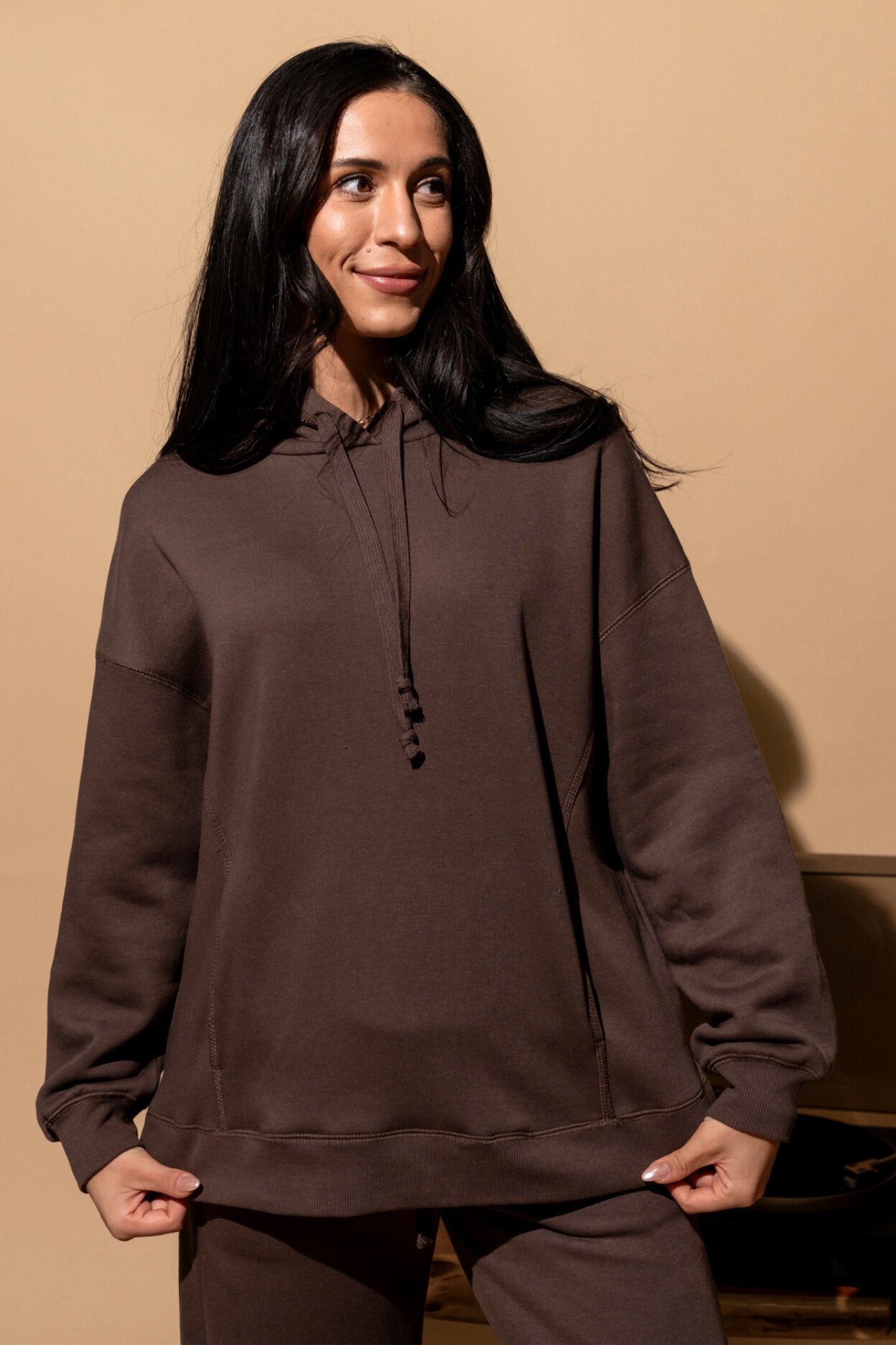 Unwind Hoodie in Cocoa Clothing Holley Girl 