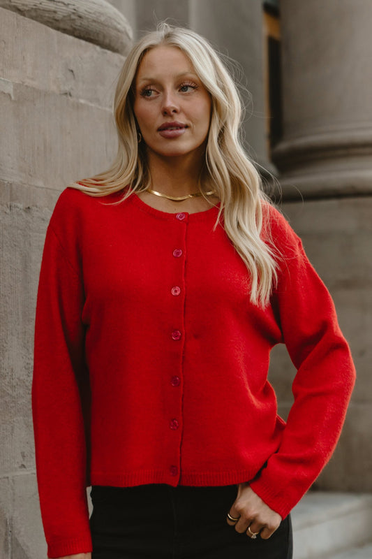 Fireside Cardigan in Cherry Clothing Holley Girl 
