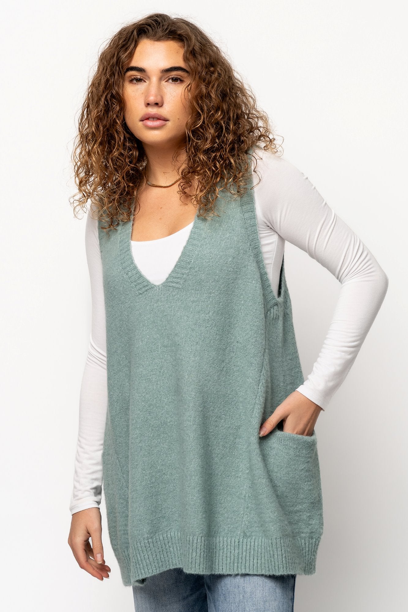 June Sweater Vest in Sea Salt Clothing Holley Girl 