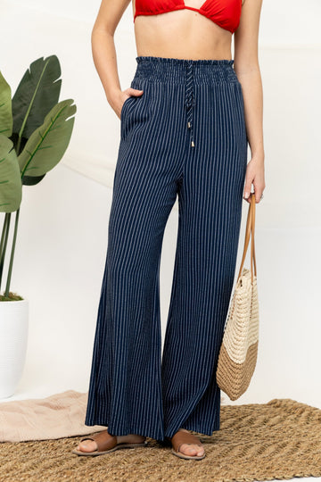 100◆NEIGHBORHOOD WORK PANTS WIDE NAVY Chiclily Women's Wide Leg Pants with Pockets Navy Blue