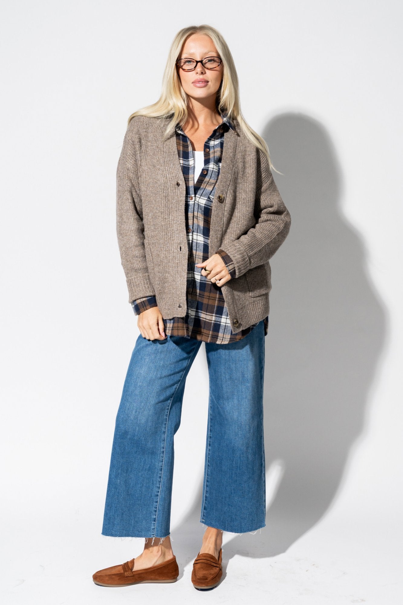 Alpine Comfort Cardigan in Pebble Clothing Holley Girl 