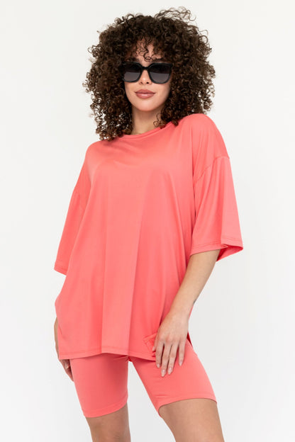 Sloane Biker Set in Coral Clothing Holley Girl 