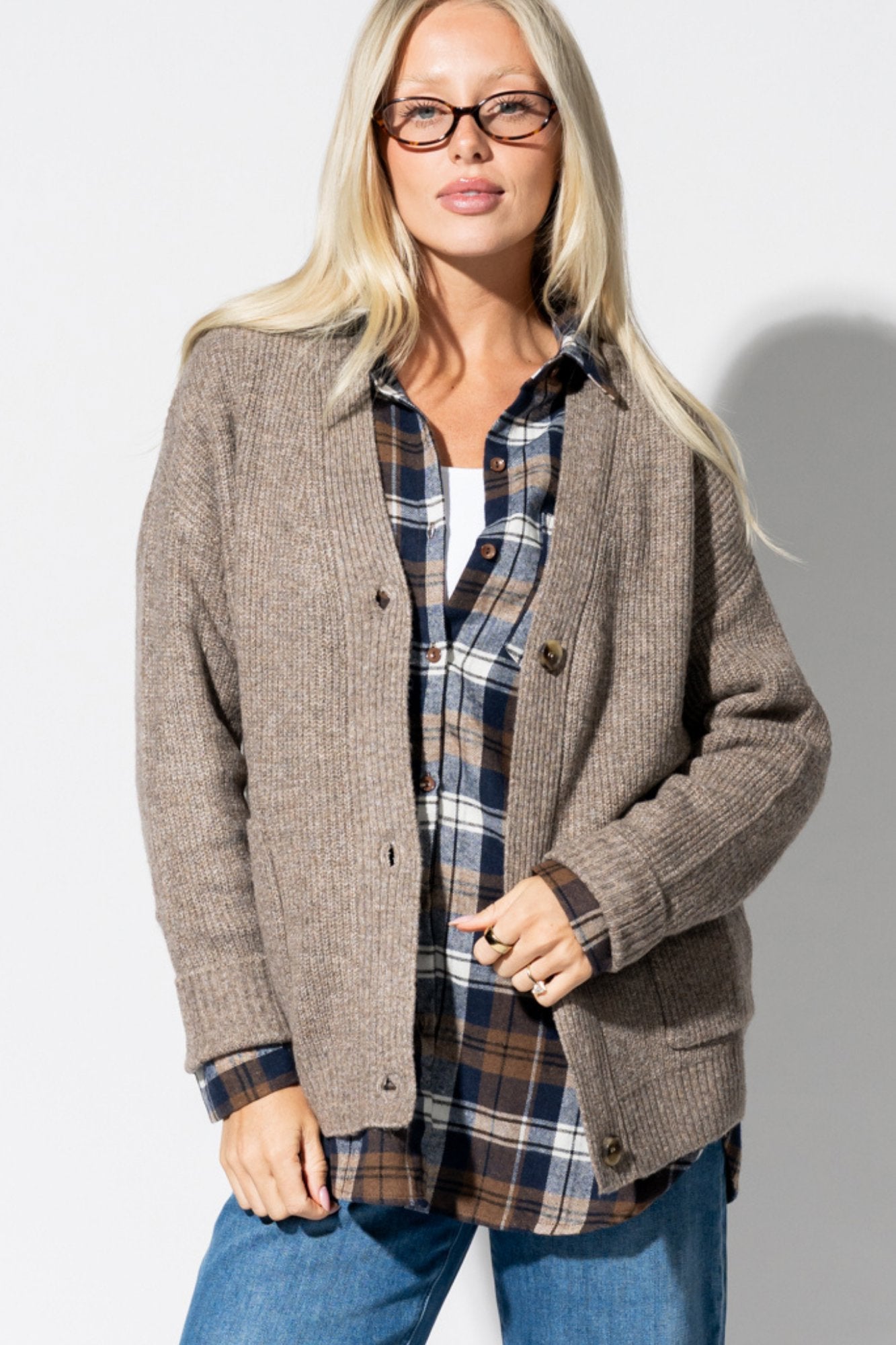 Alpine Comfort Cardigan in Pebble Clothing Holley Girl 