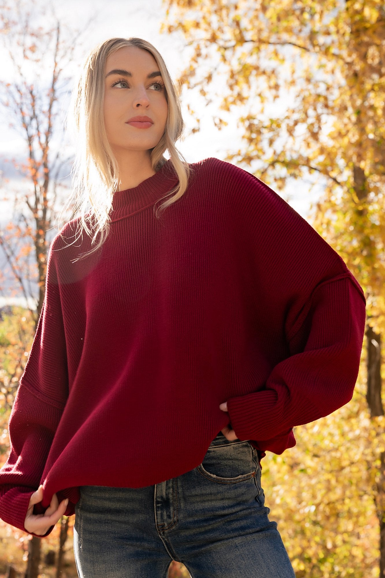 Callie Sweater in Wine Clothing Holley Girl 