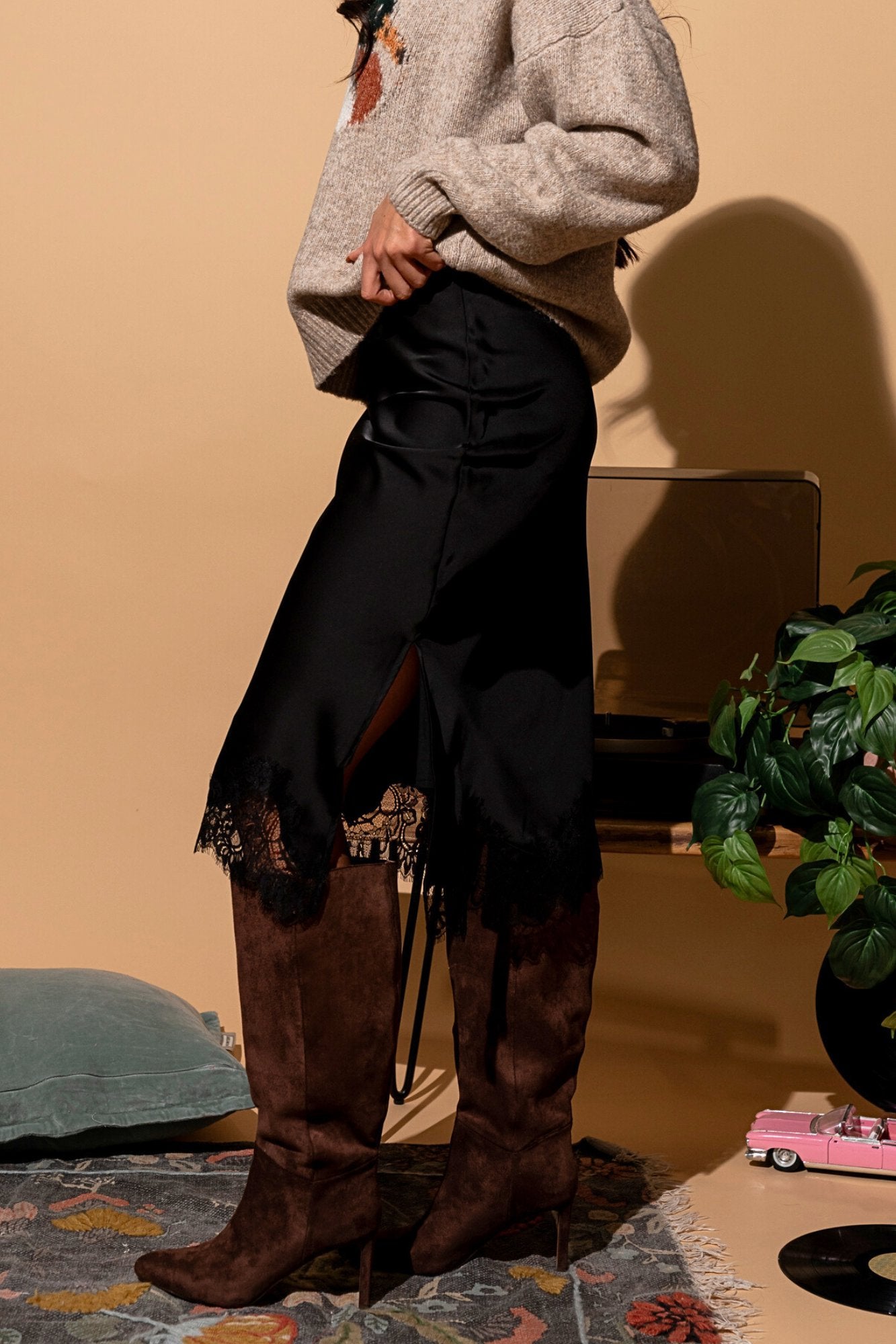 Midnight Lace Midi Skirt Clothing Holley Girl 