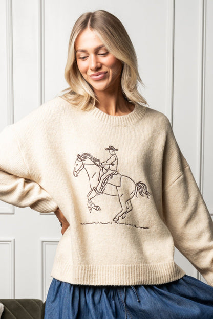 Back in the Saddle Sweater in Butter Clothing Holley Girl 