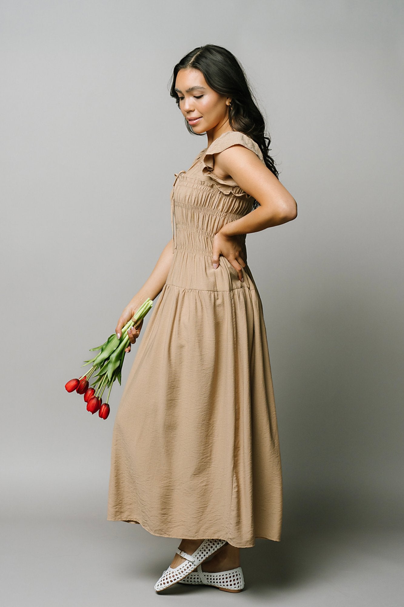 Golden Hour Dress in Sand Clothing Holley Girl 