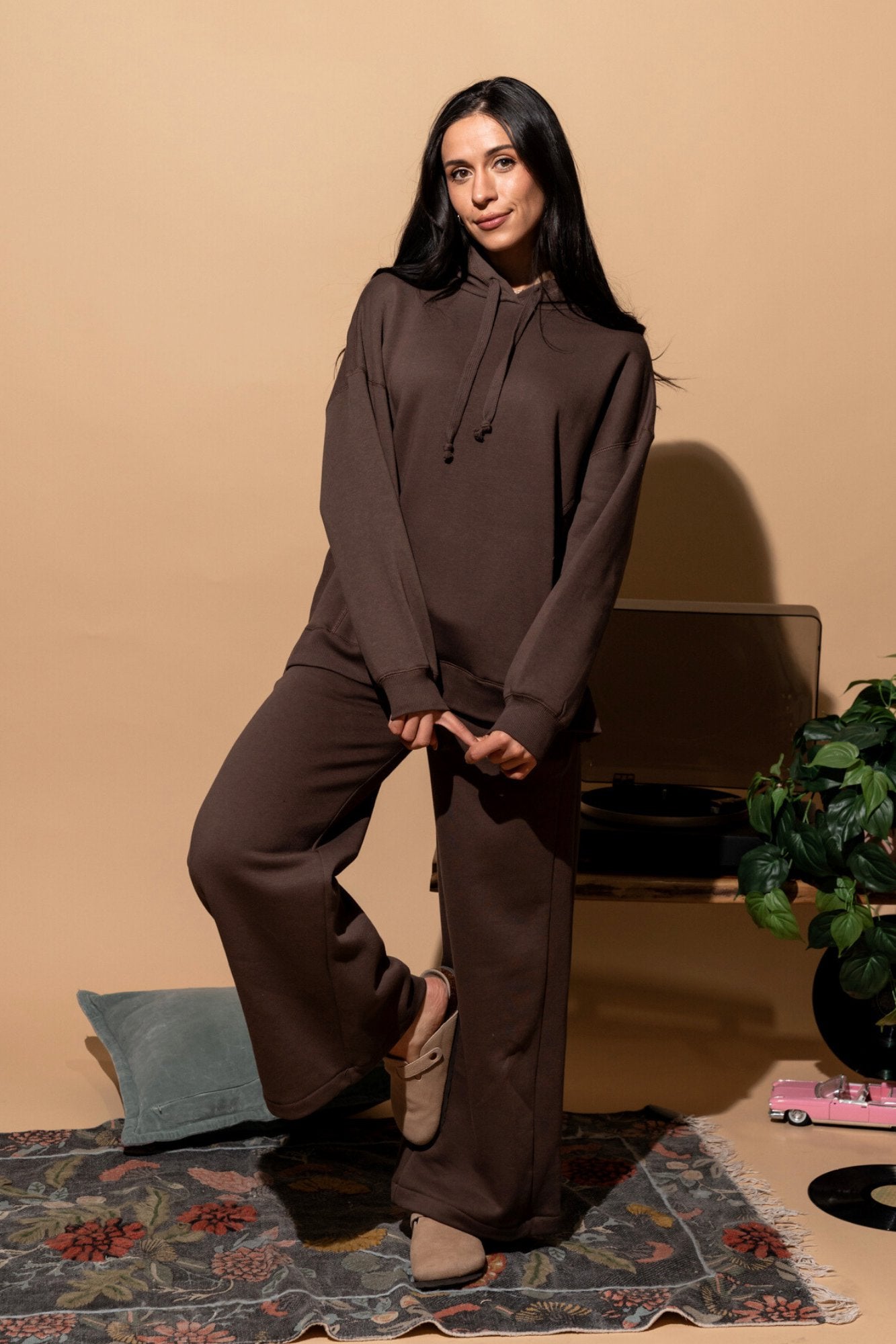 Unwind Hoodie in Cocoa Clothing Holley Girl 